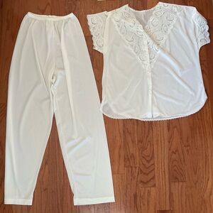 Olga Vintage Lace Nylon Pajama Set Size Medium